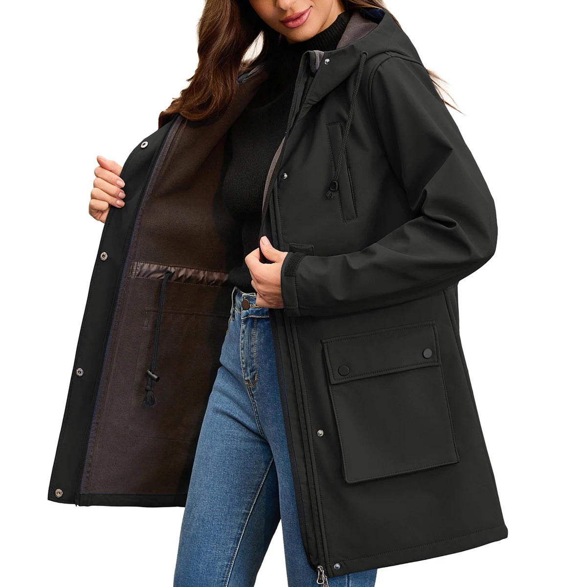 Trench impermeable avec capuche femme