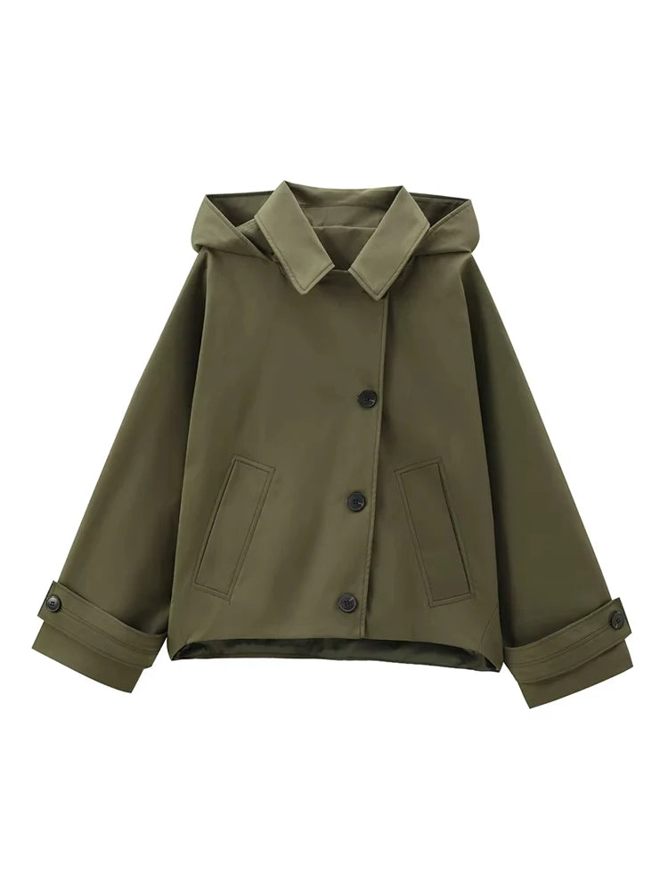 Trench kaki à capuche femme