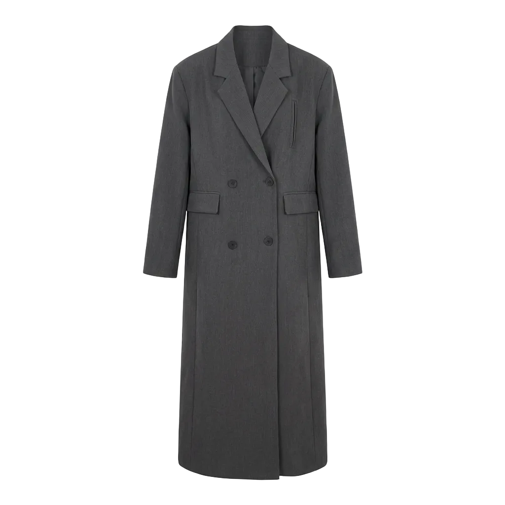 Trench long femme gris