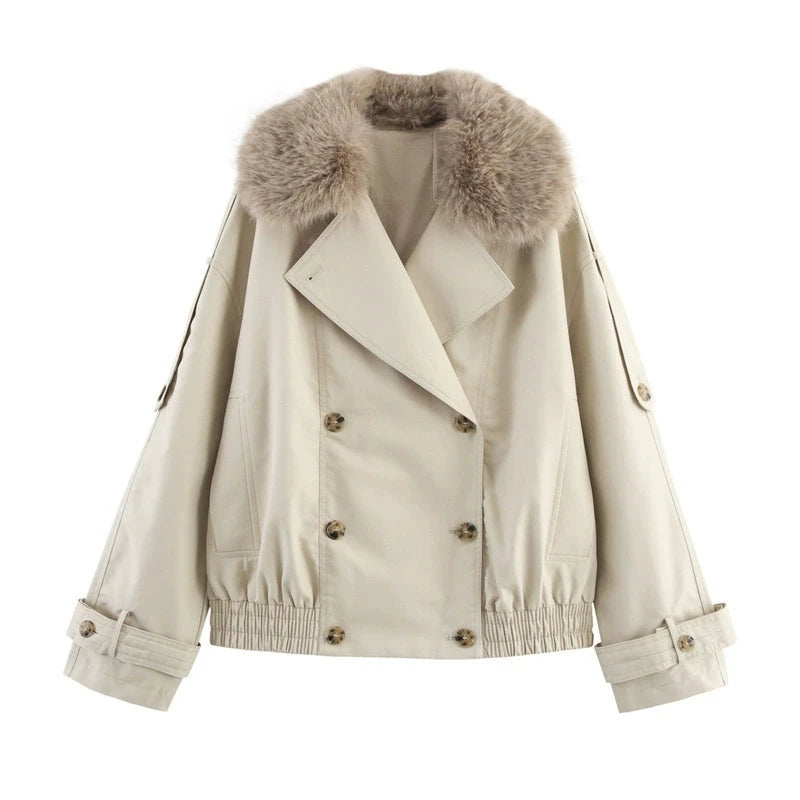 Trench court femme fourrure