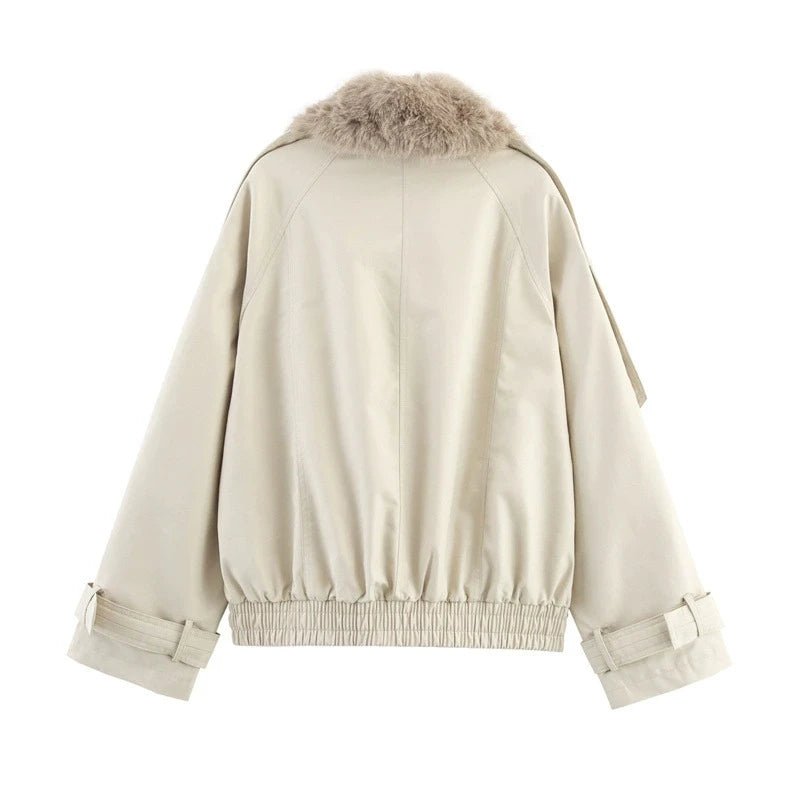 Trench court femme fourrure