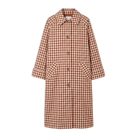 Trench long femme à carreaux