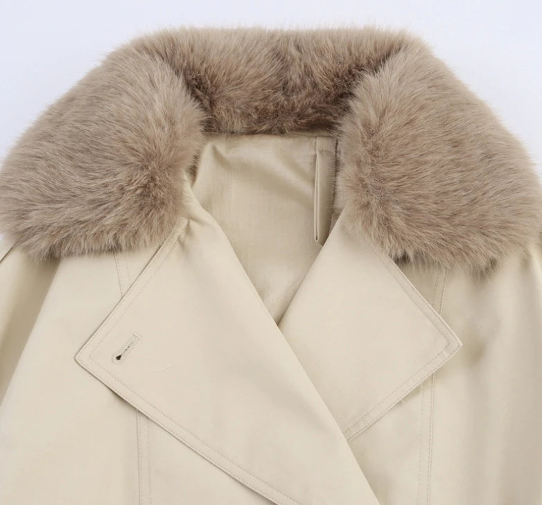 Trench court femme fourrure