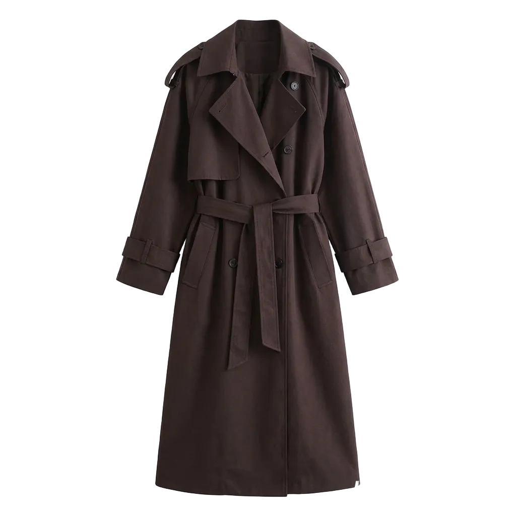 Trench long marron femme
