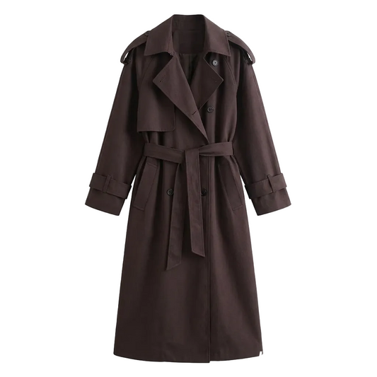 Trench long marron femme