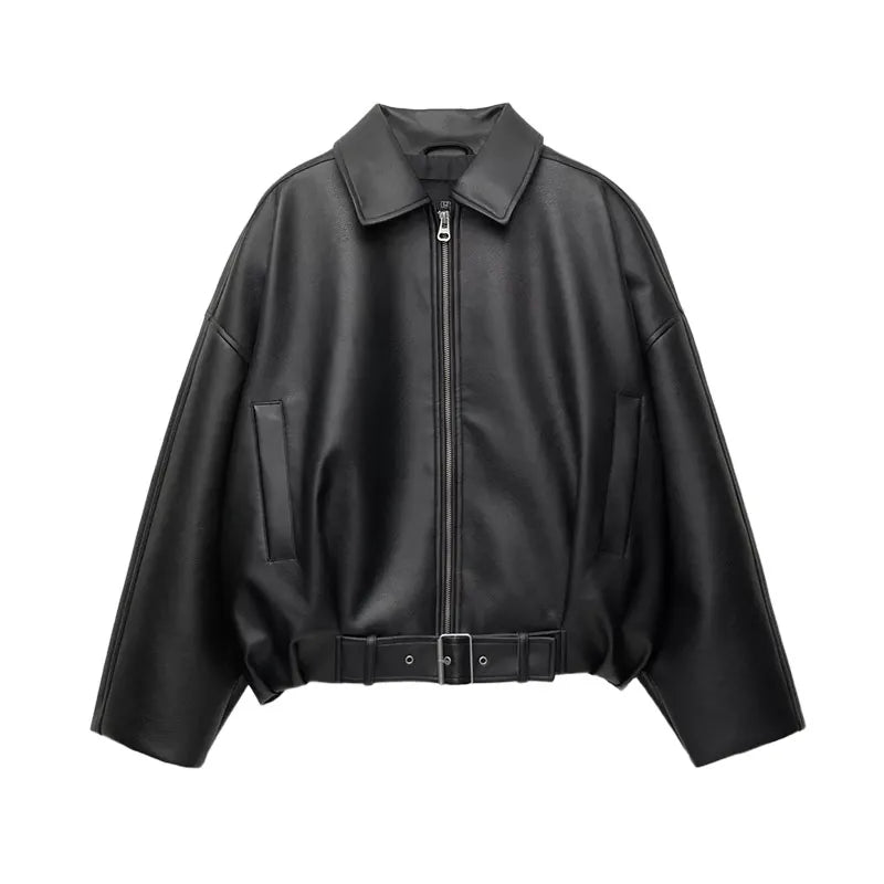 Trench court cuir femme