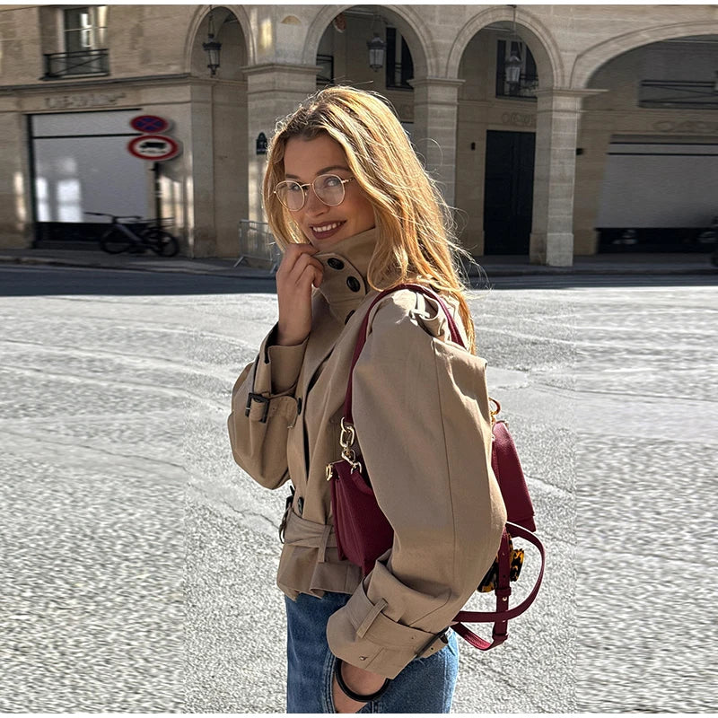 Trench court beige femme