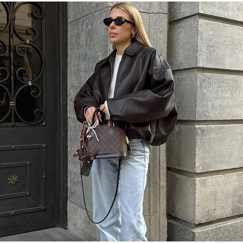 Trench court cuir femme