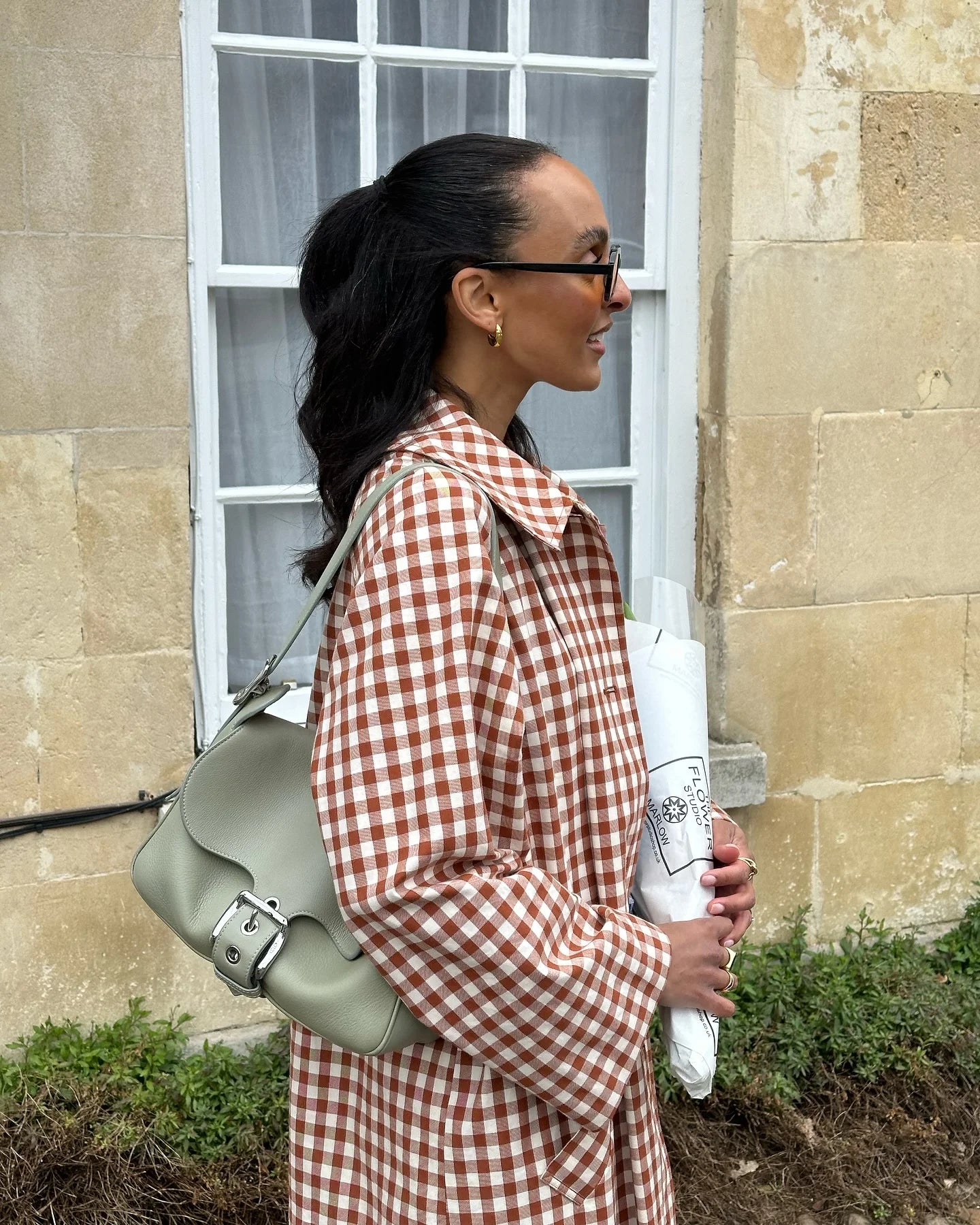 Trench long femme à carreaux