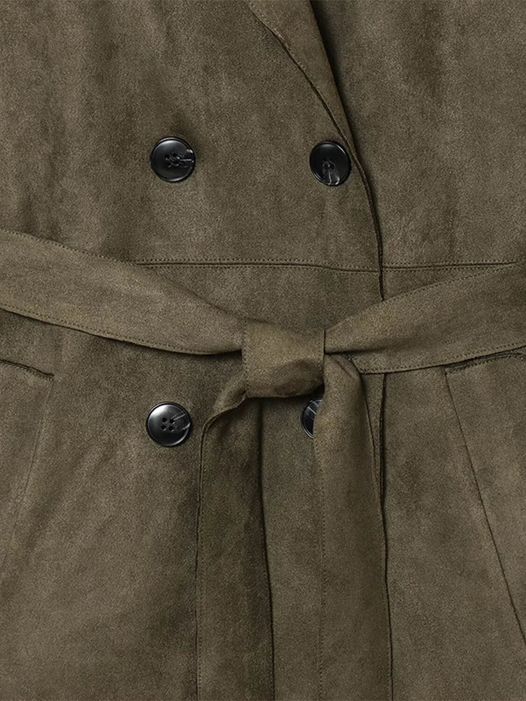 Trench long femme kaki