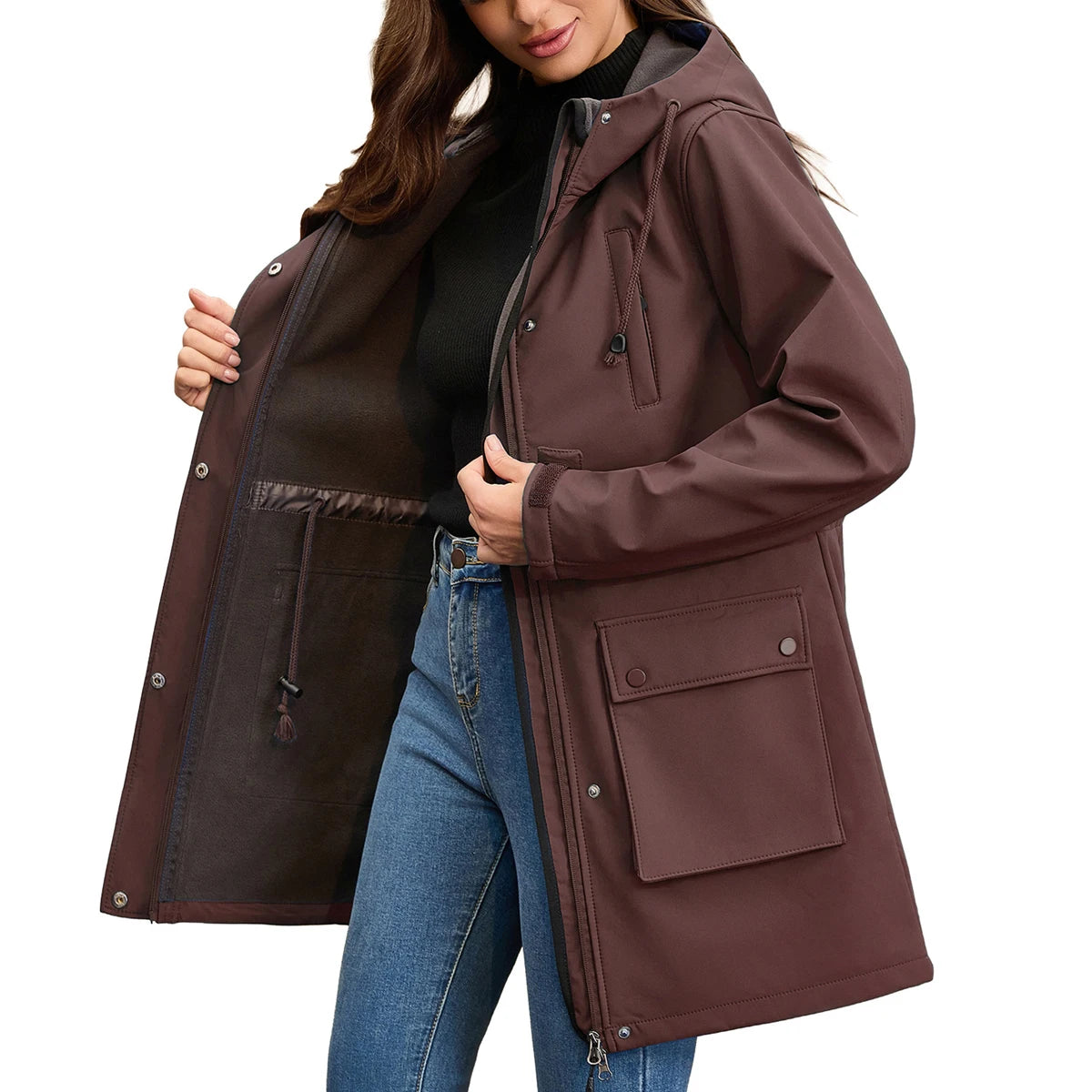 Trench impermeable avec capuche femme