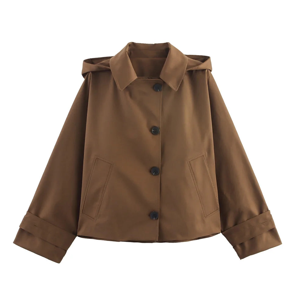 Trench kaki à capuche femme