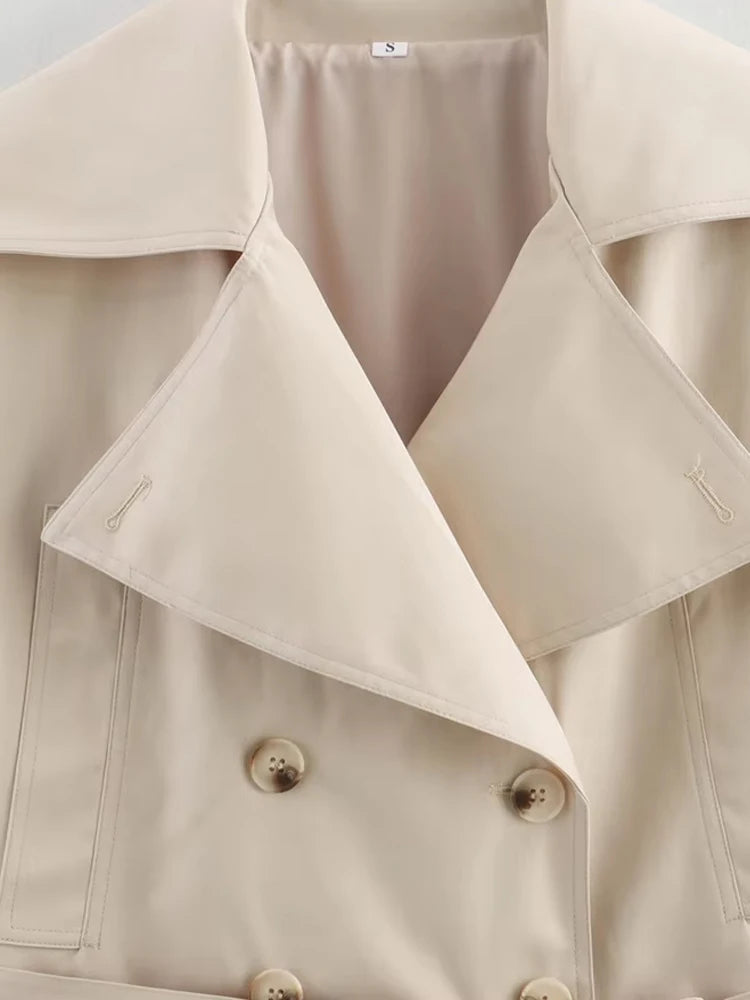 Trench court femme beige