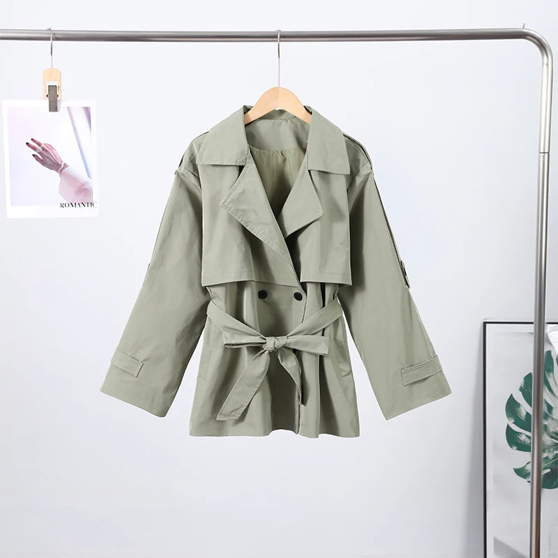 Trench court femme kaki