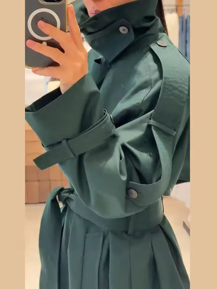 Trench long femme vert