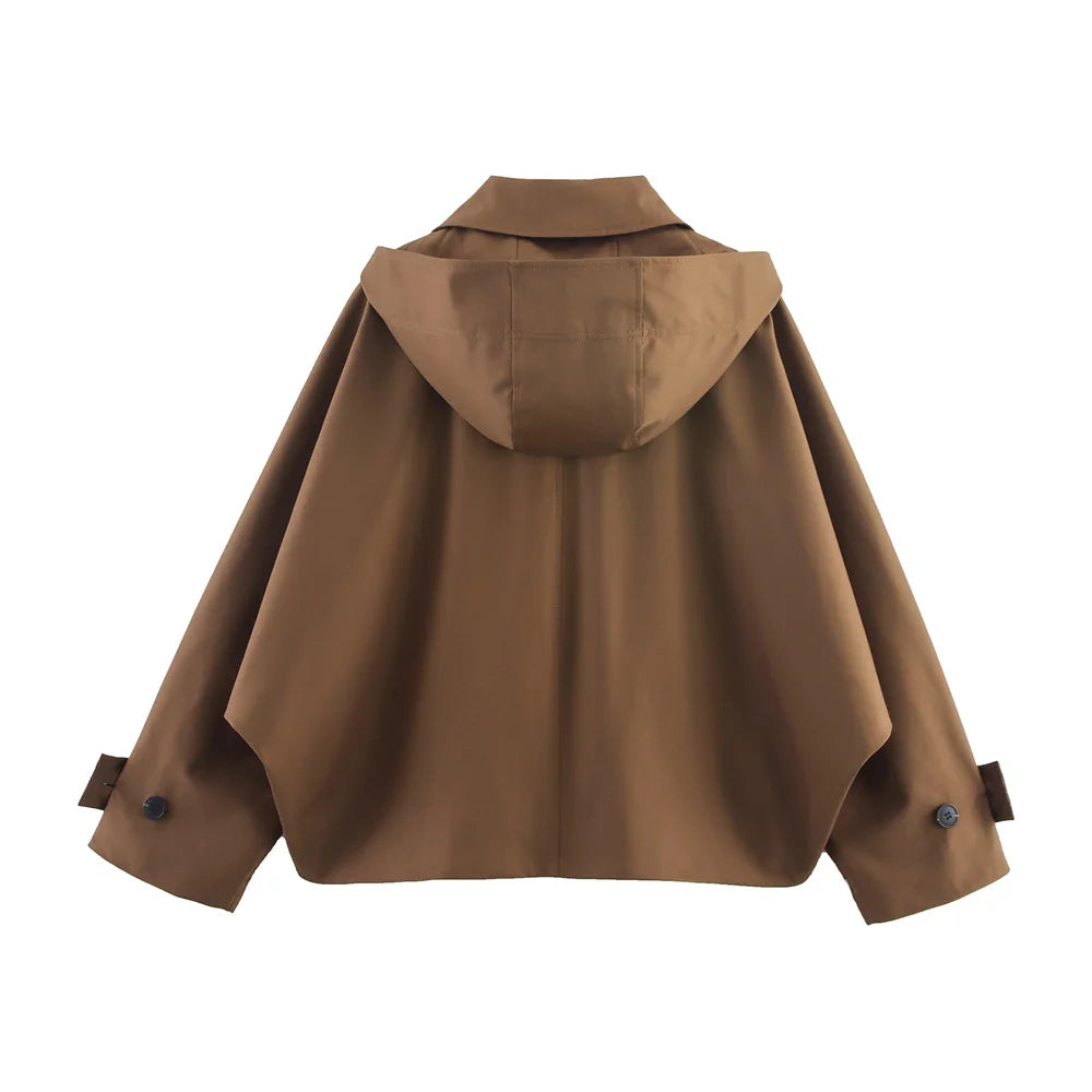 Trench kaki à capuche femme