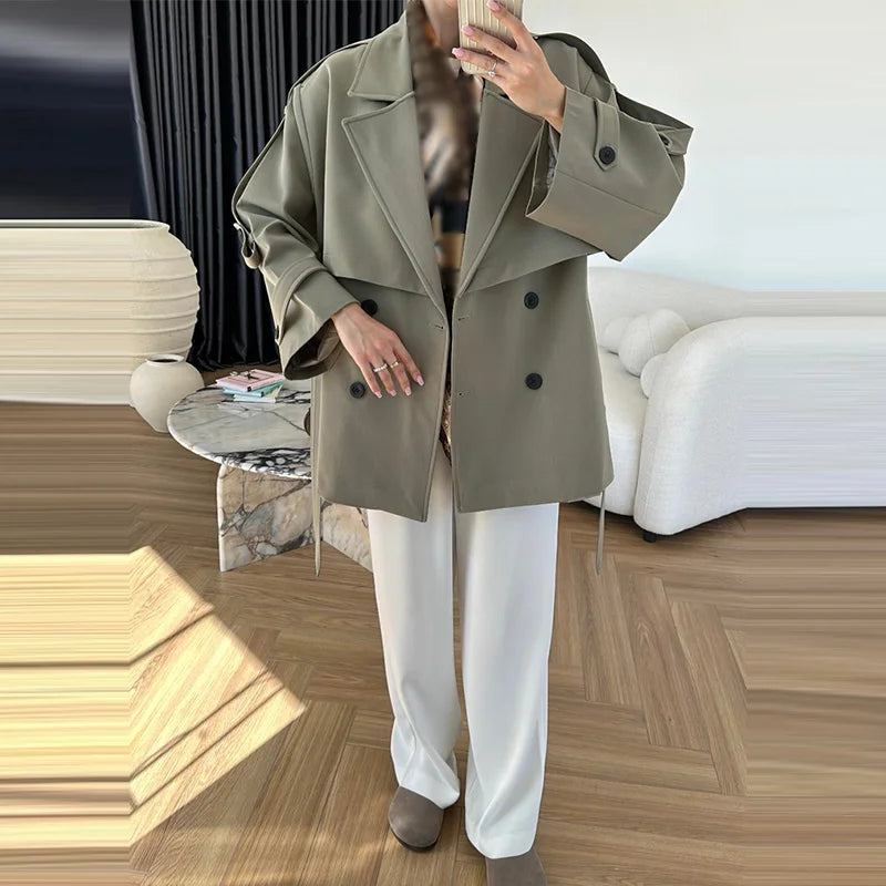 Trench court femme kaki