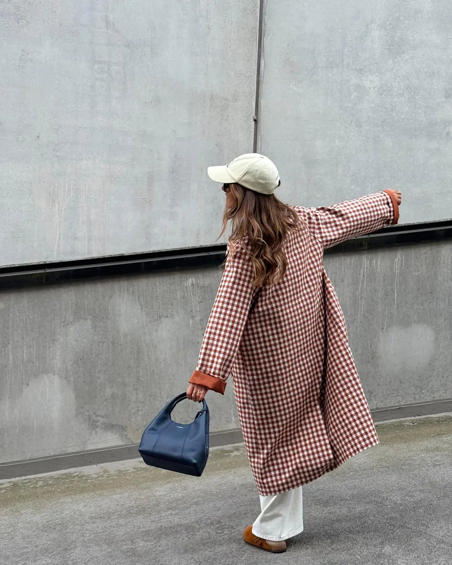Trench long femme à carreaux