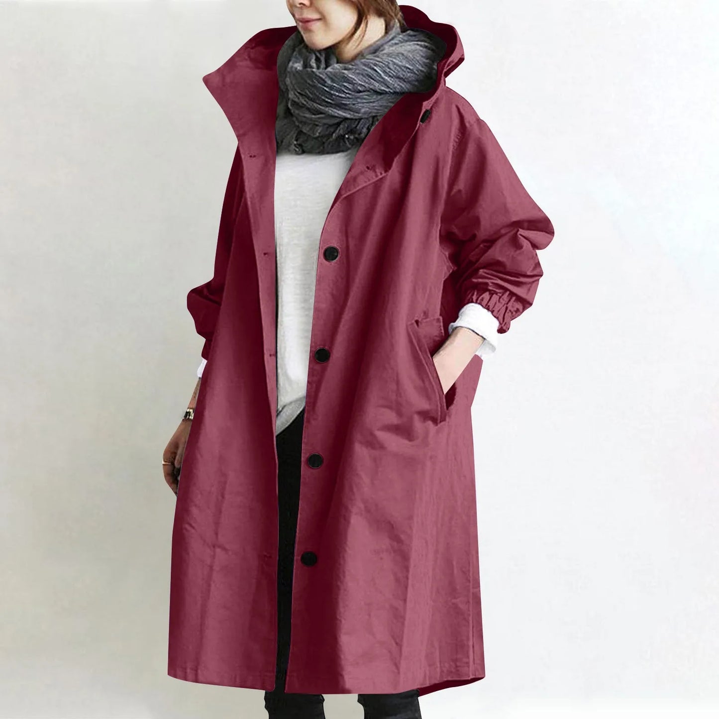 Trench impermeable femme à capuche