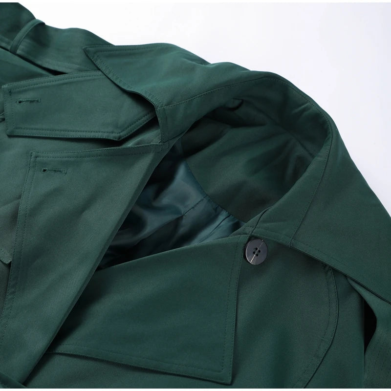 Trench long femme kaki