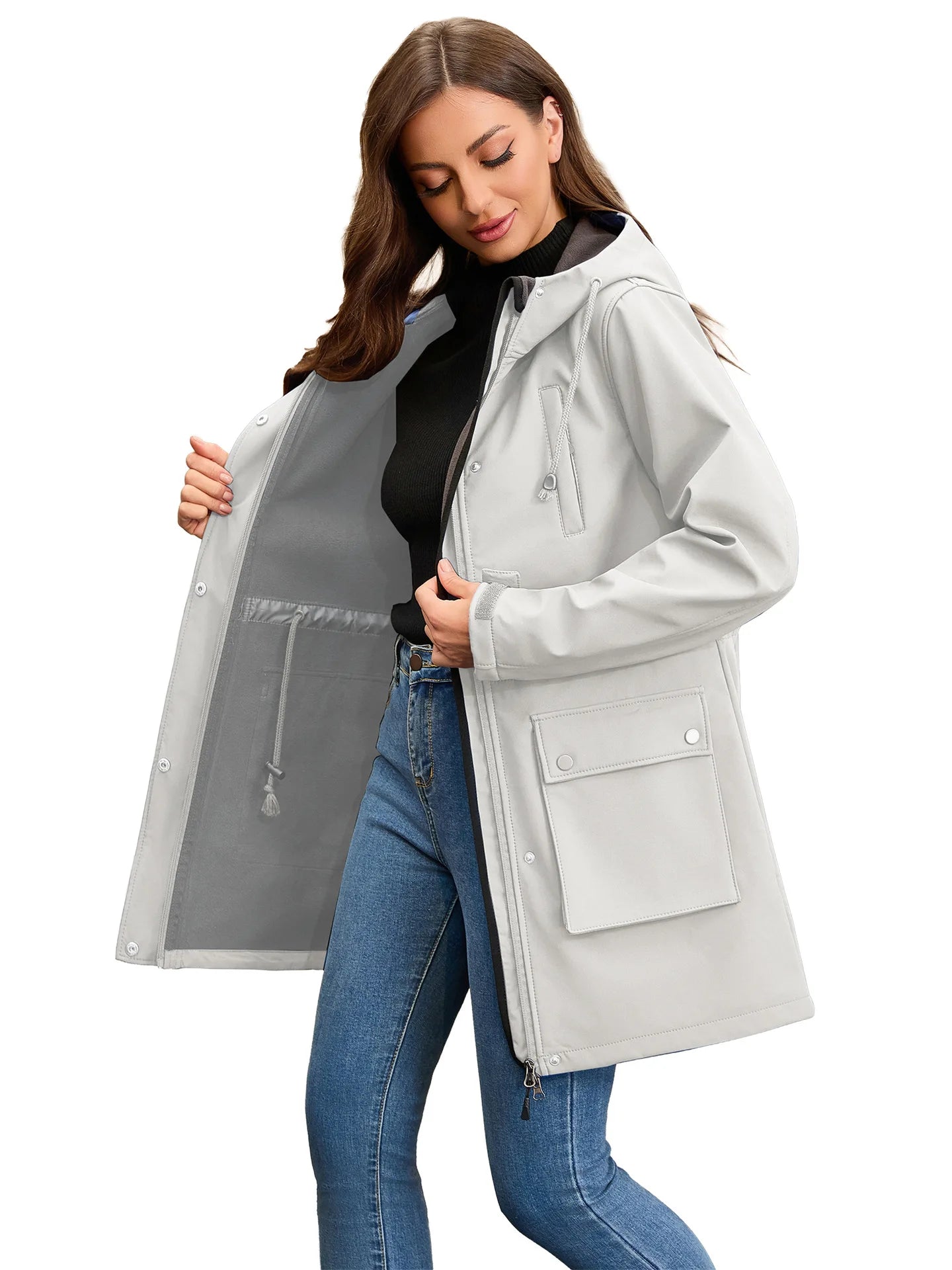 Trench impermeable avec capuche femme