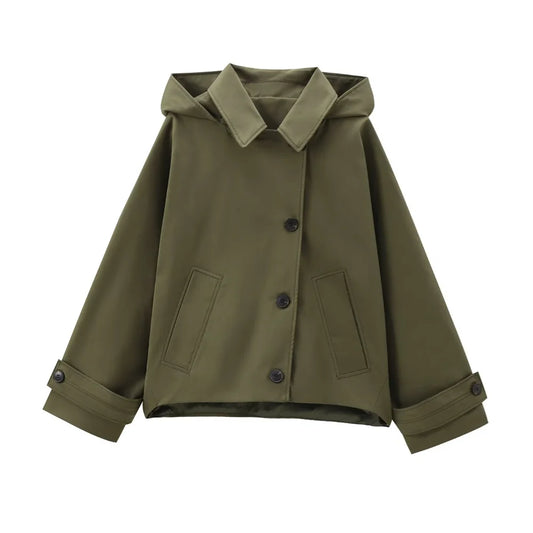 Trench kaki à capuche femme