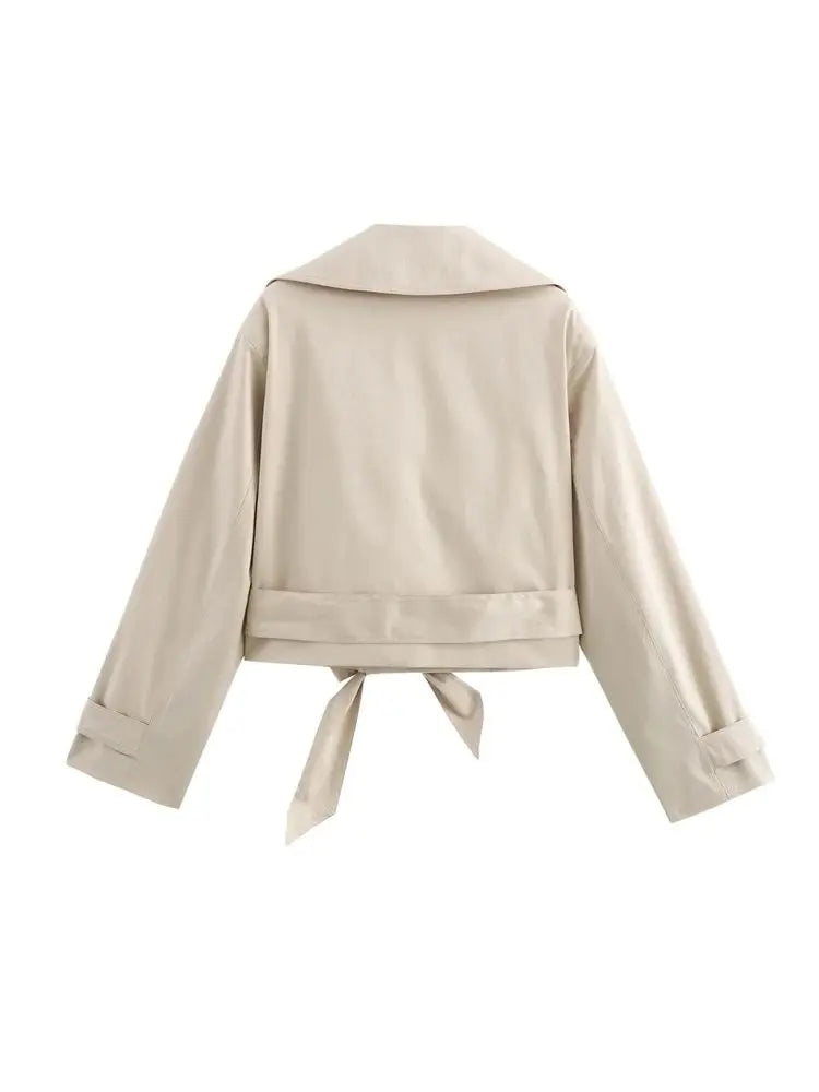 Trench court femme beige
