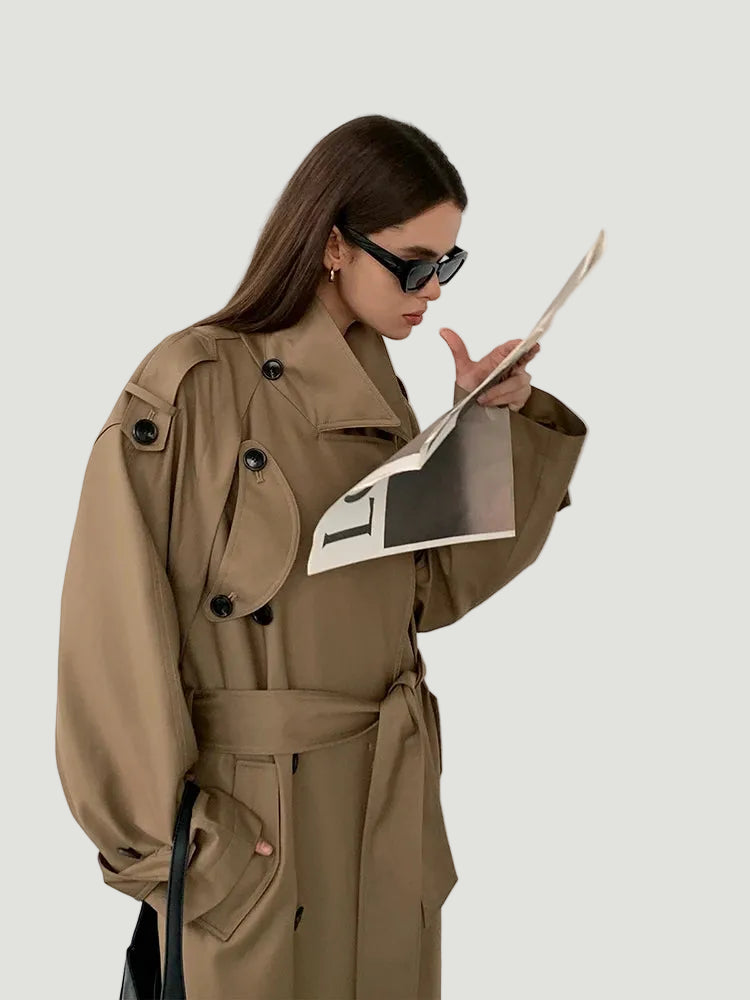 Trench long femme beige
