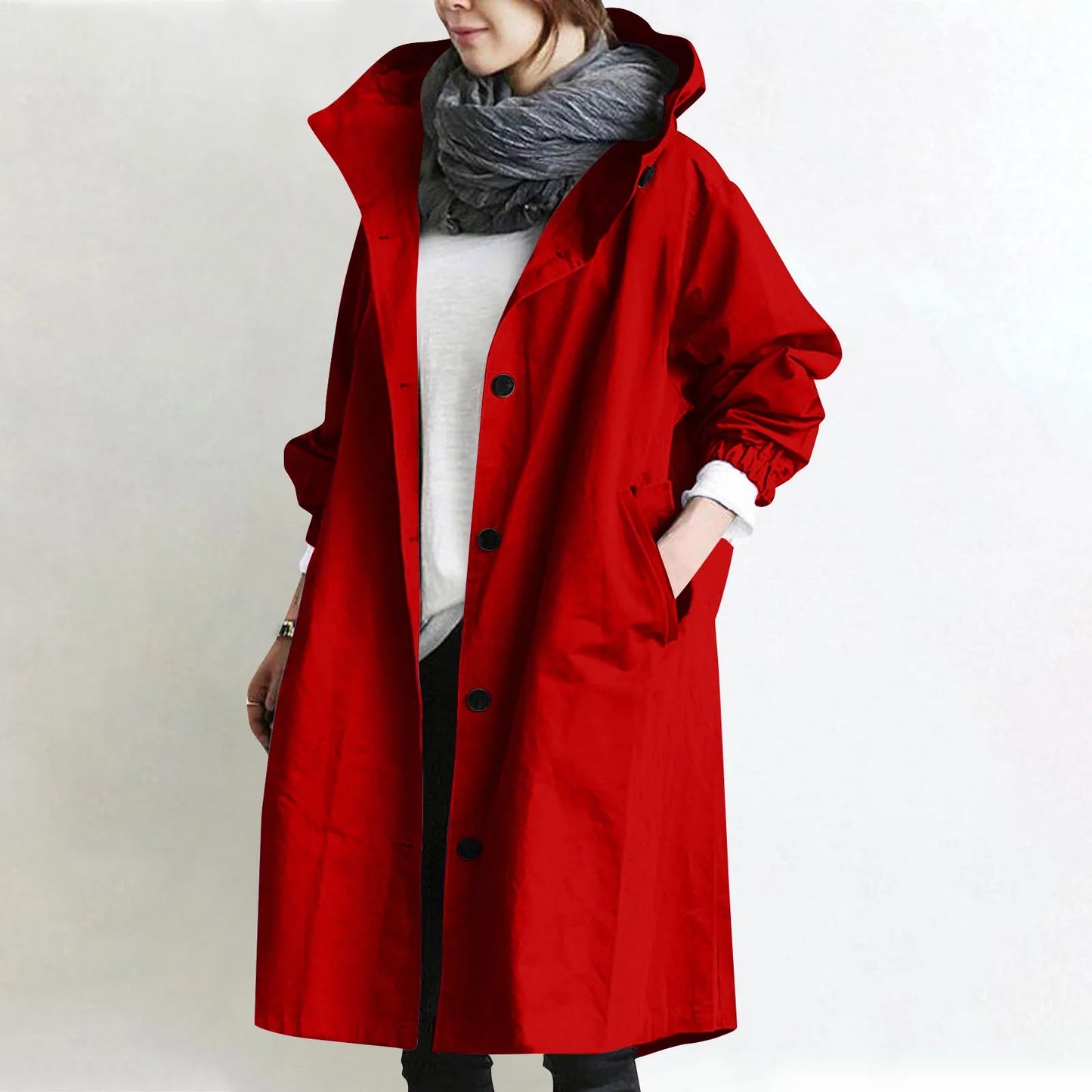 Trench impermeable femme à capuche
