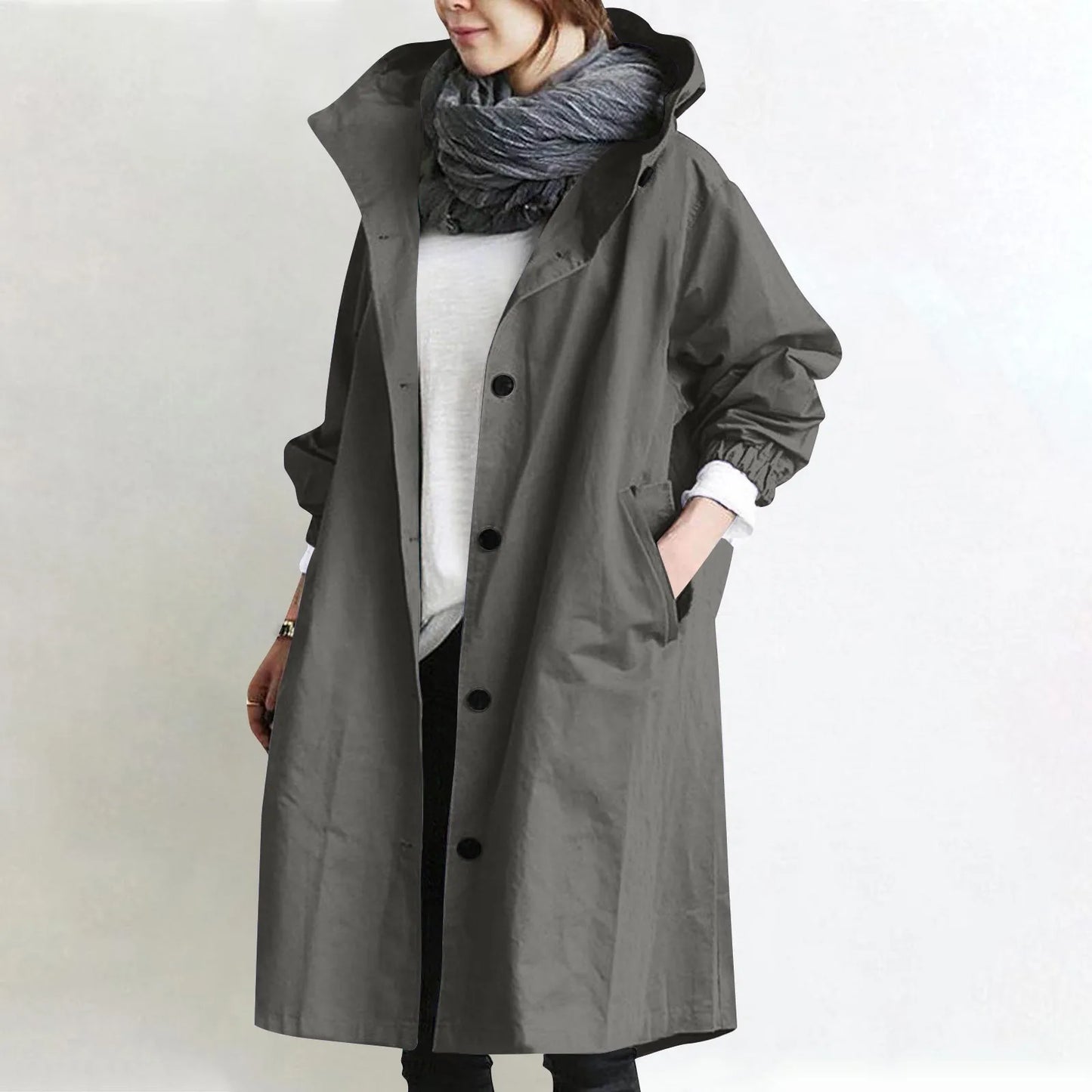 Trench impermeable femme à capuche