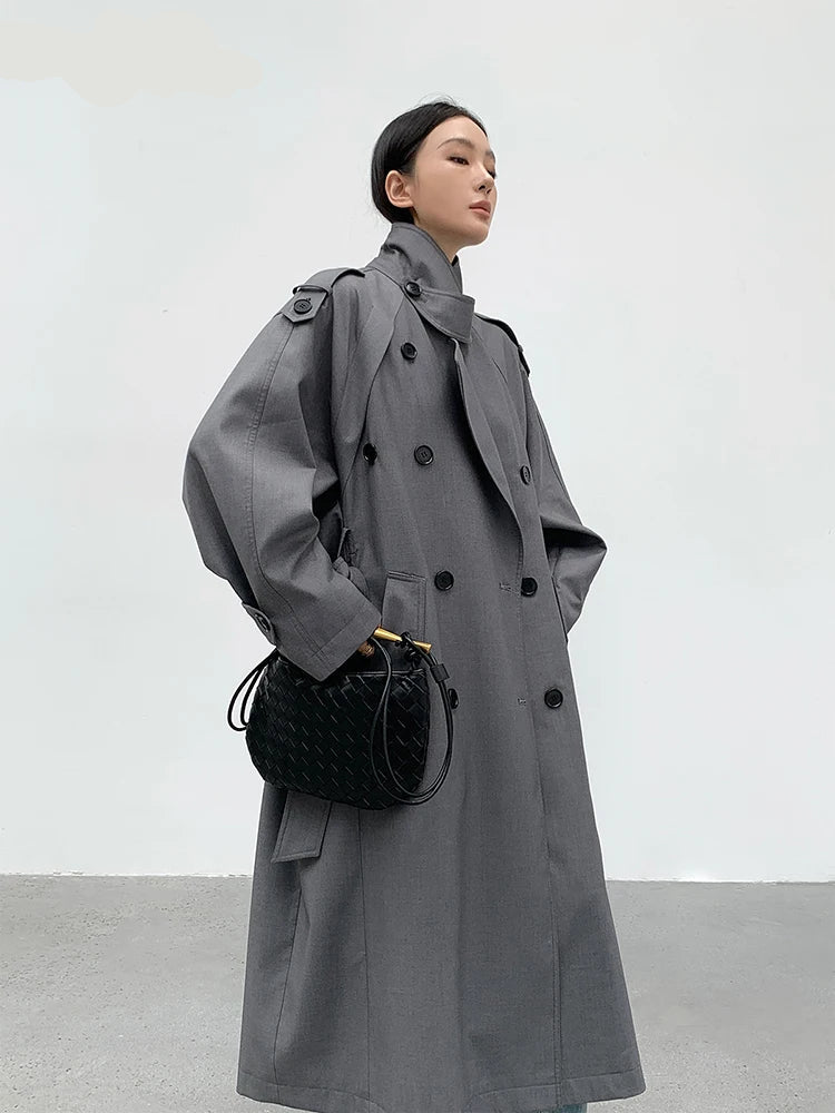 Trench long femme beige