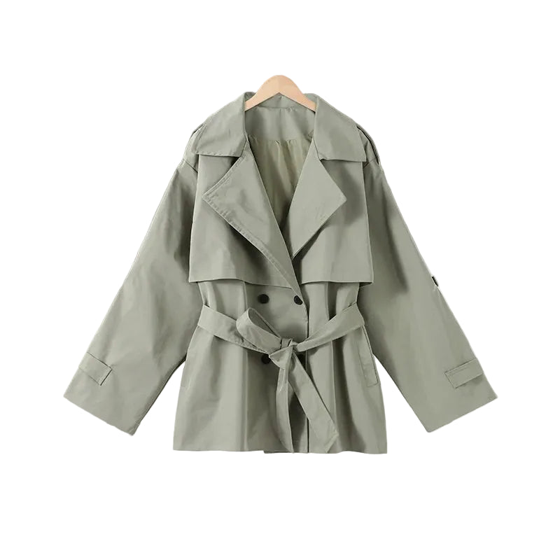 Trench court femme kaki