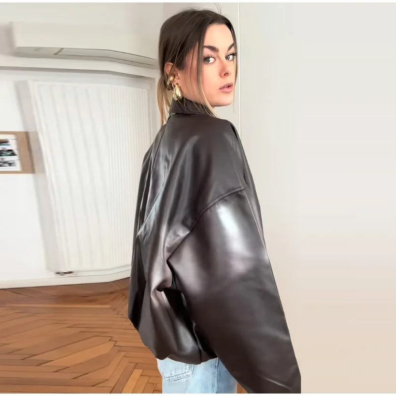 Trench court cuir femme