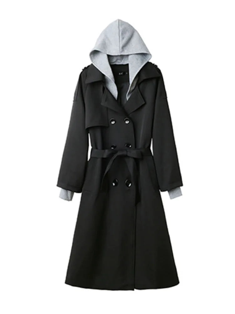 Trench long à capuche femme