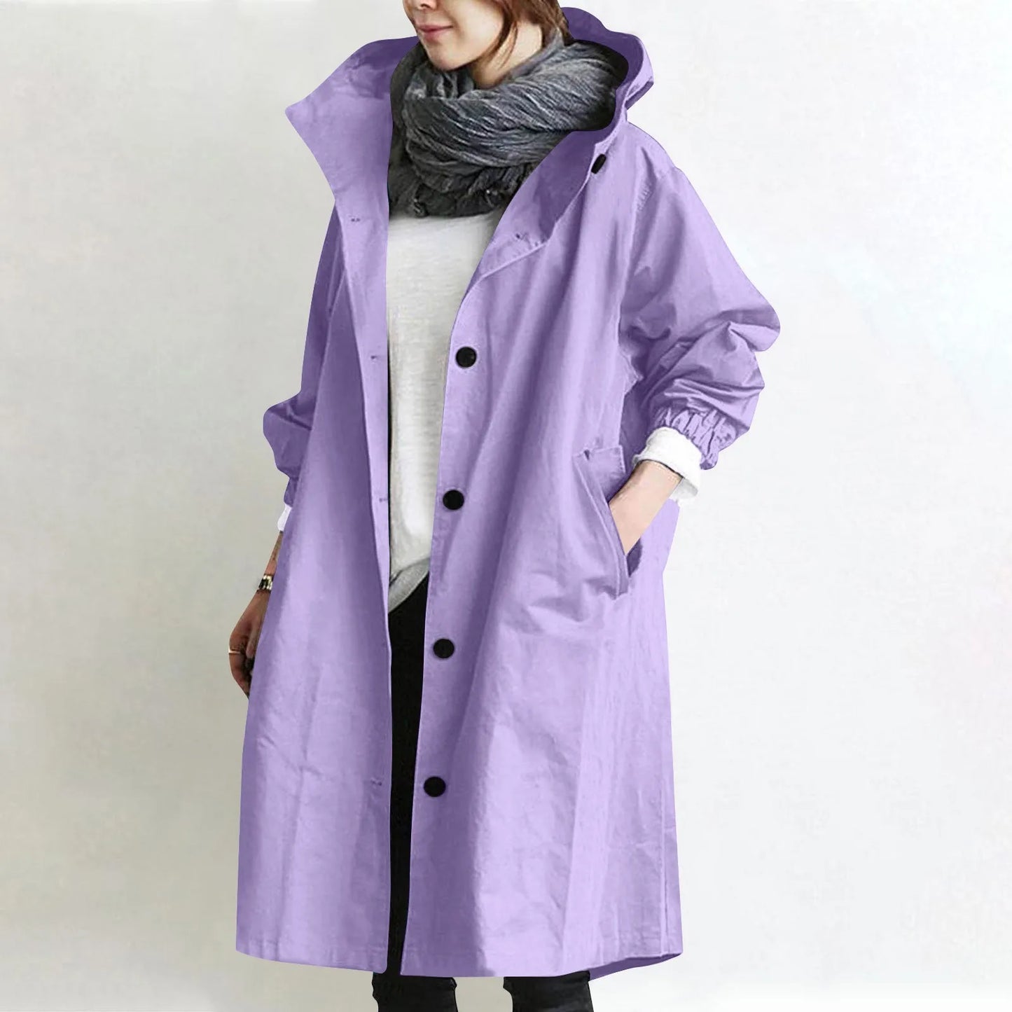 Trench impermeable femme à capuche