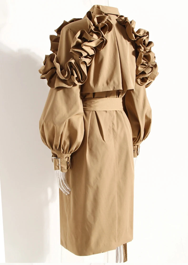 Trench mi long noir femme