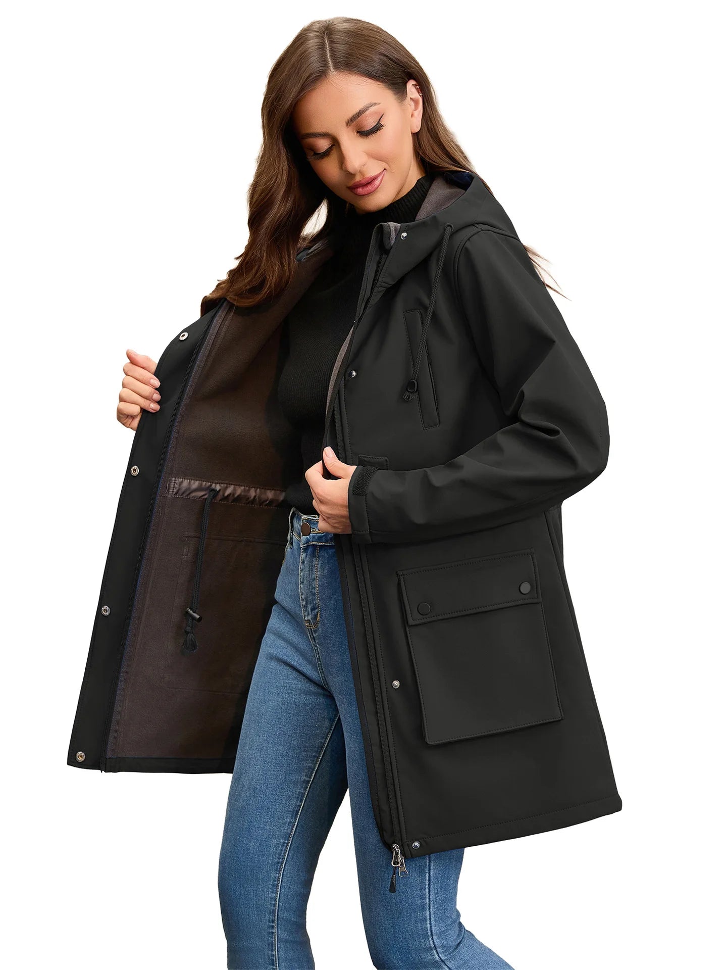 Trench impermeable avec capuche femme