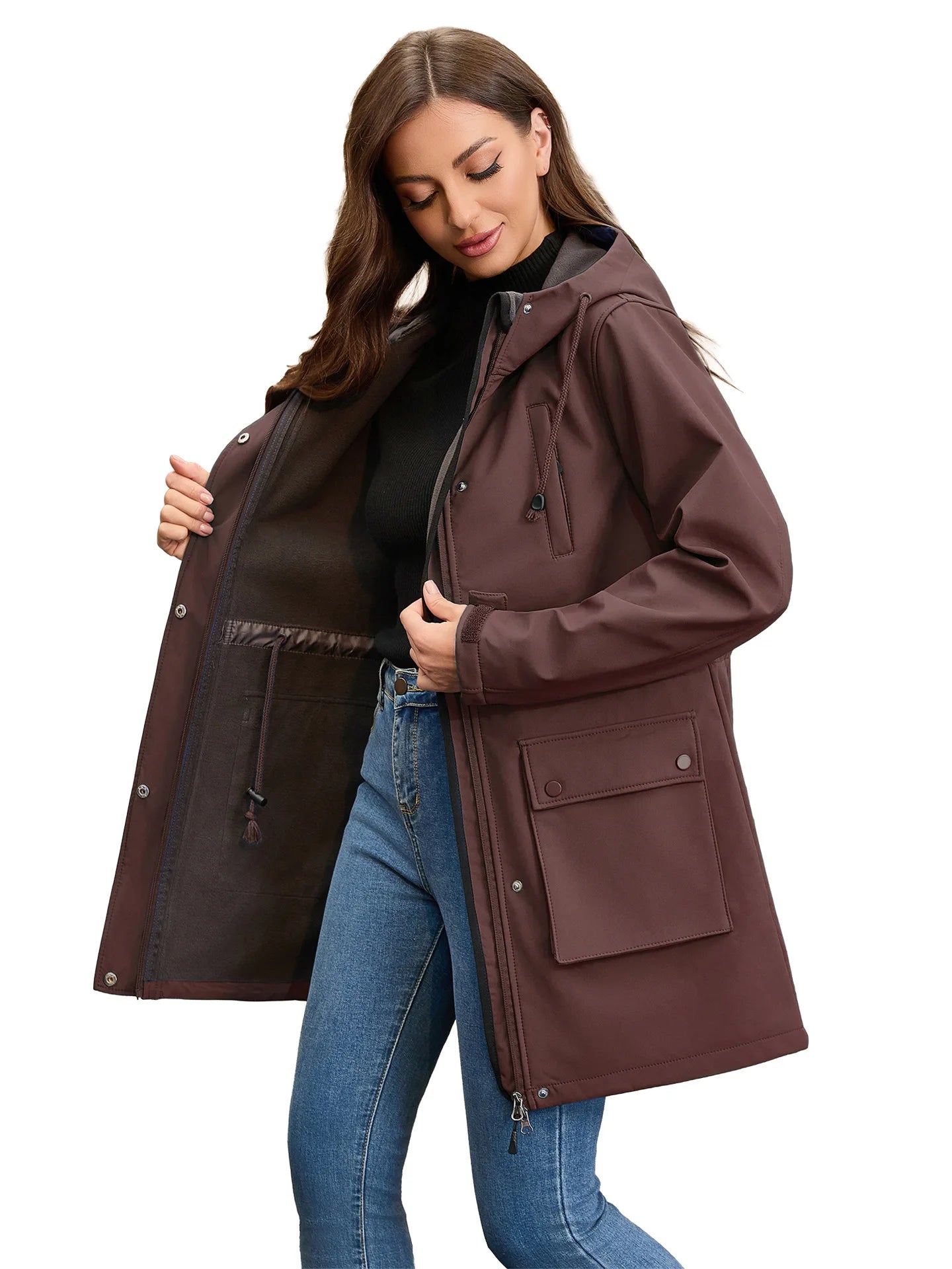 Trench impermeable avec capuche femme