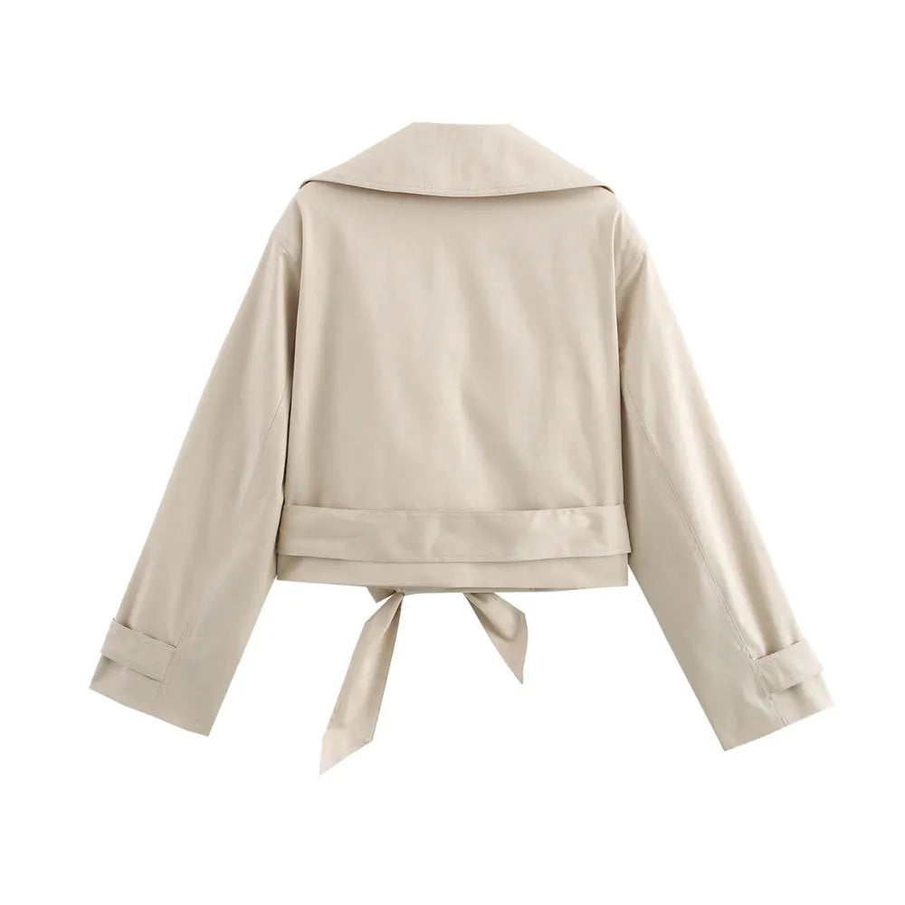Trench court femme beige