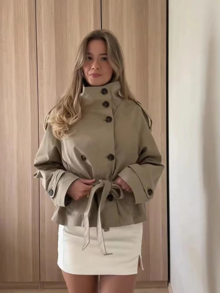 Trench court beige femme
