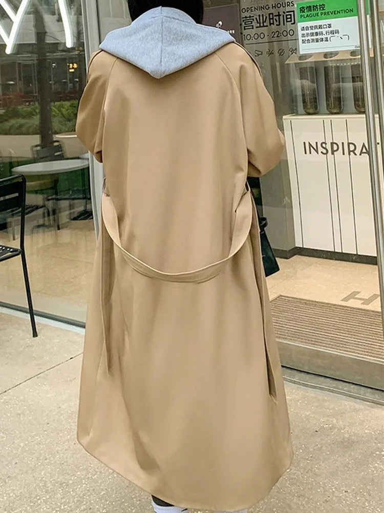 Trench long à capuche femme