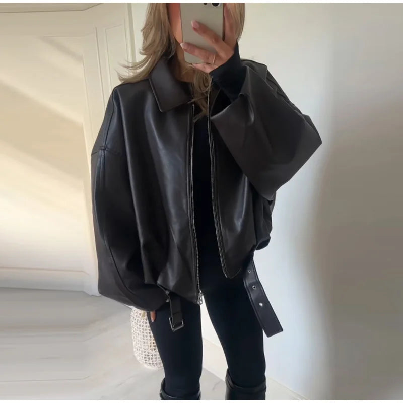 Trench court cuir femme