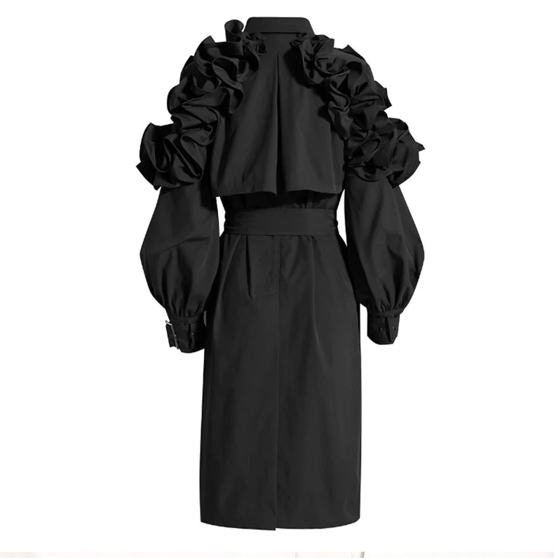 Trench mi long noir femme