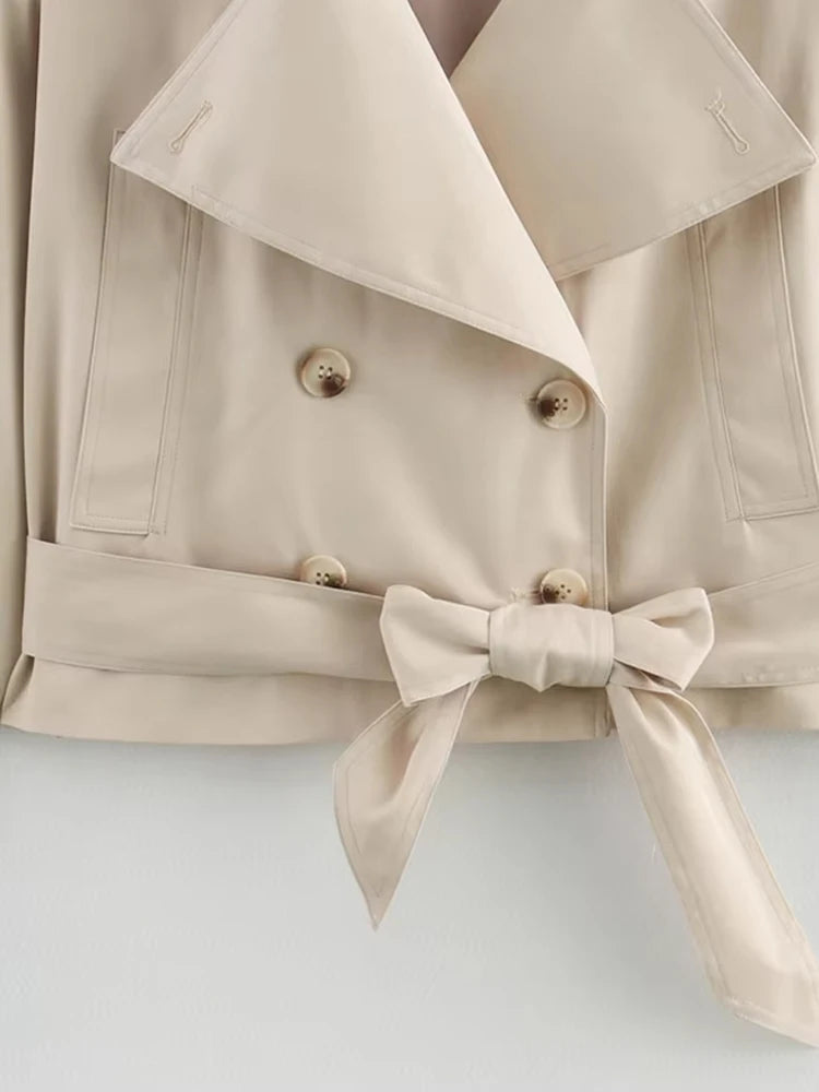 Trench court femme beige