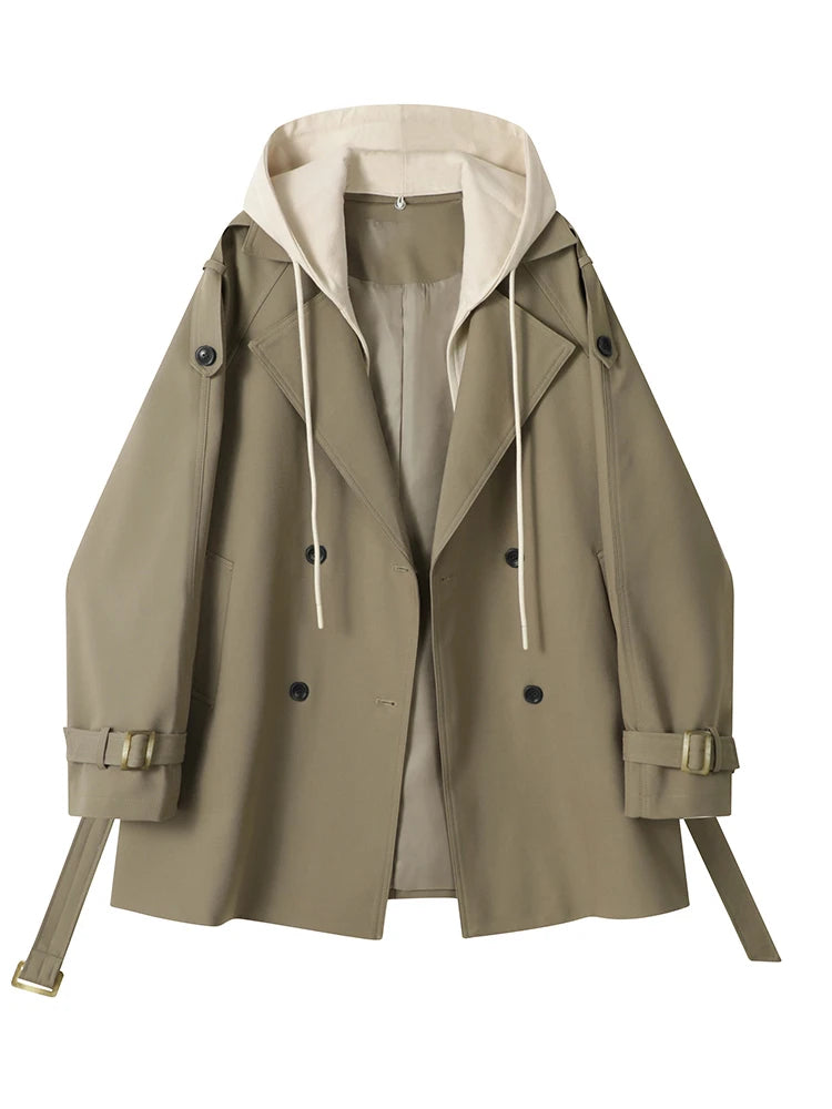 Manteau trench coat hiver femme à capuche