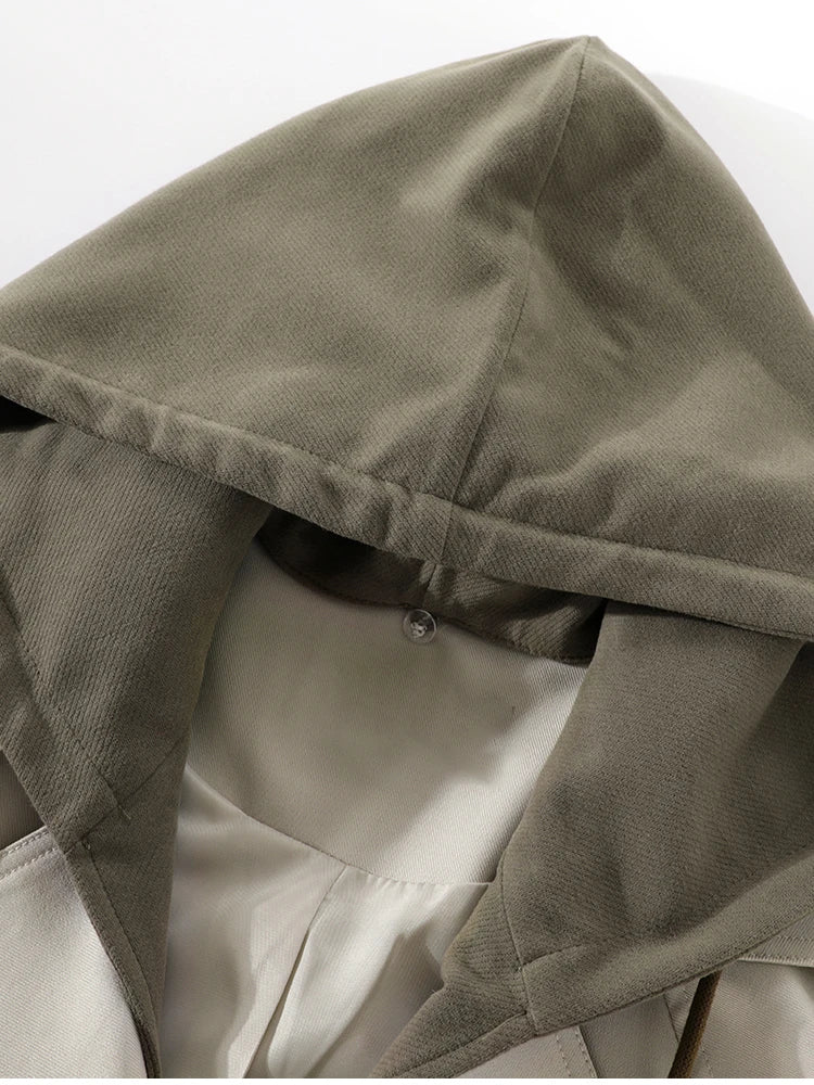 Manteau trench coat hiver femme à capuche