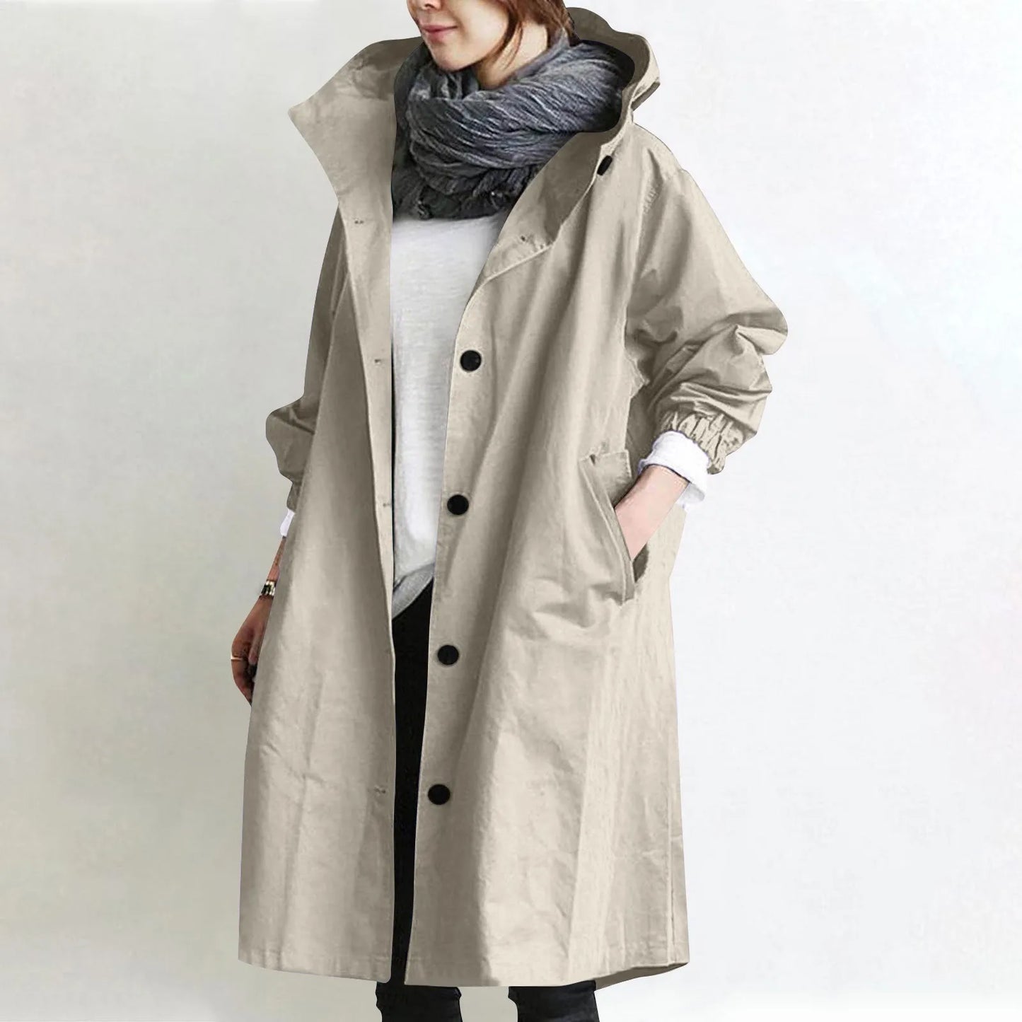 Trench impermeable femme à capuche