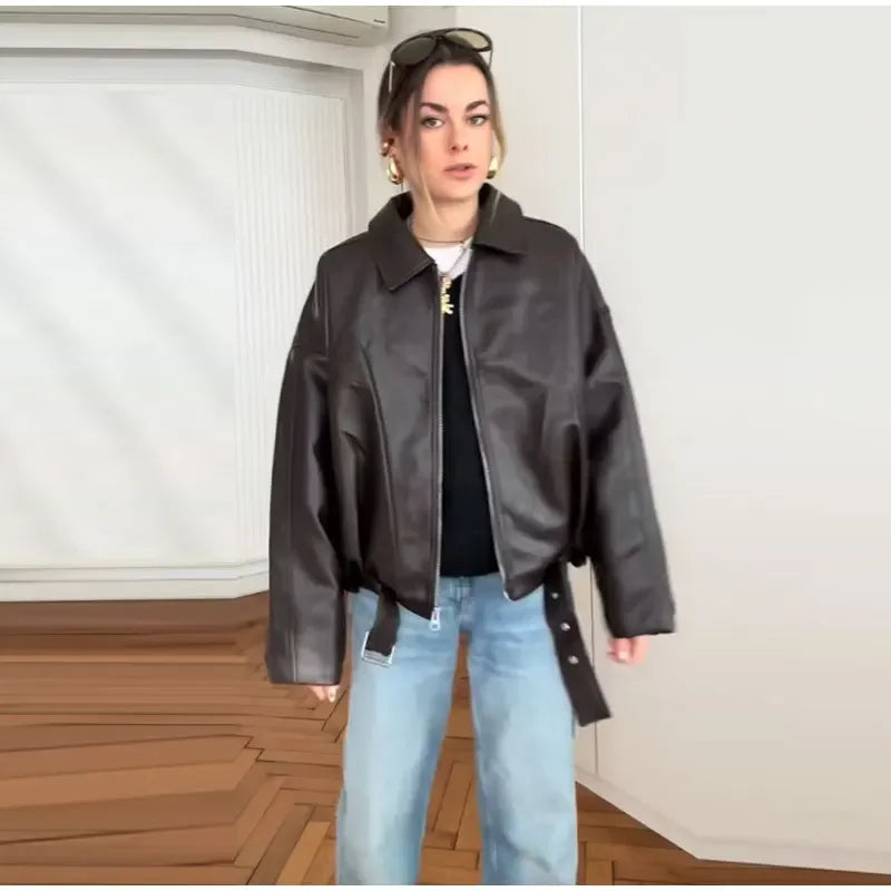 Trench court cuir femme