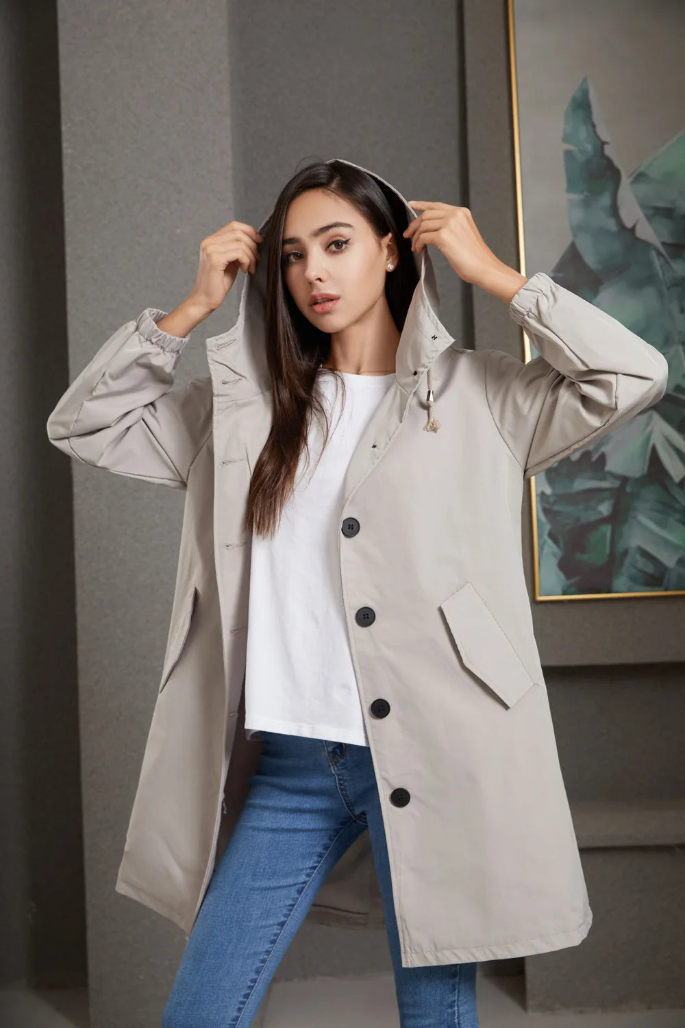 Impermeable trench femme mi-long