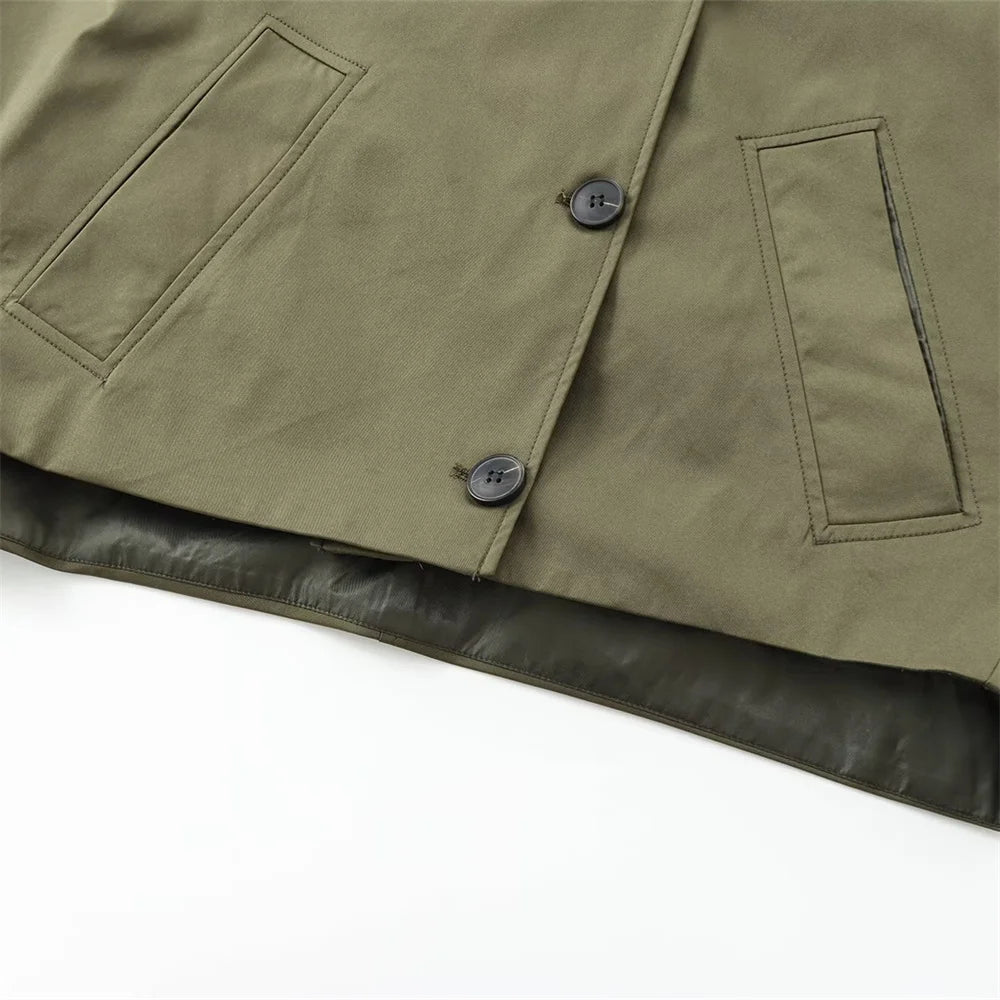 Trench kaki à capuche femme